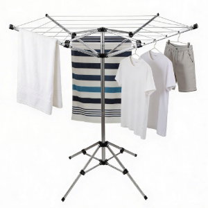 4 Arm Rotary Clothes Airer with Pegs